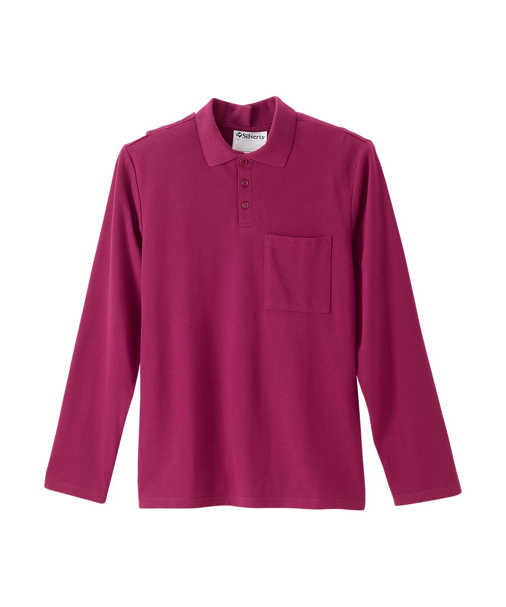 Men's Adaptive Open Back Polo Shirt with Long Sleeves - Clearance