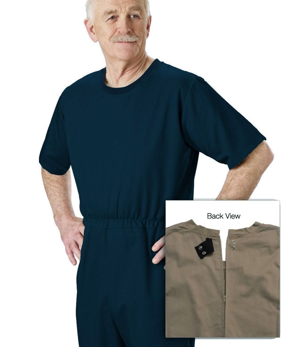 Men's Stay Dressed Jumpsuit for Dementia Needs Full Back Zip Outfit - Clearance