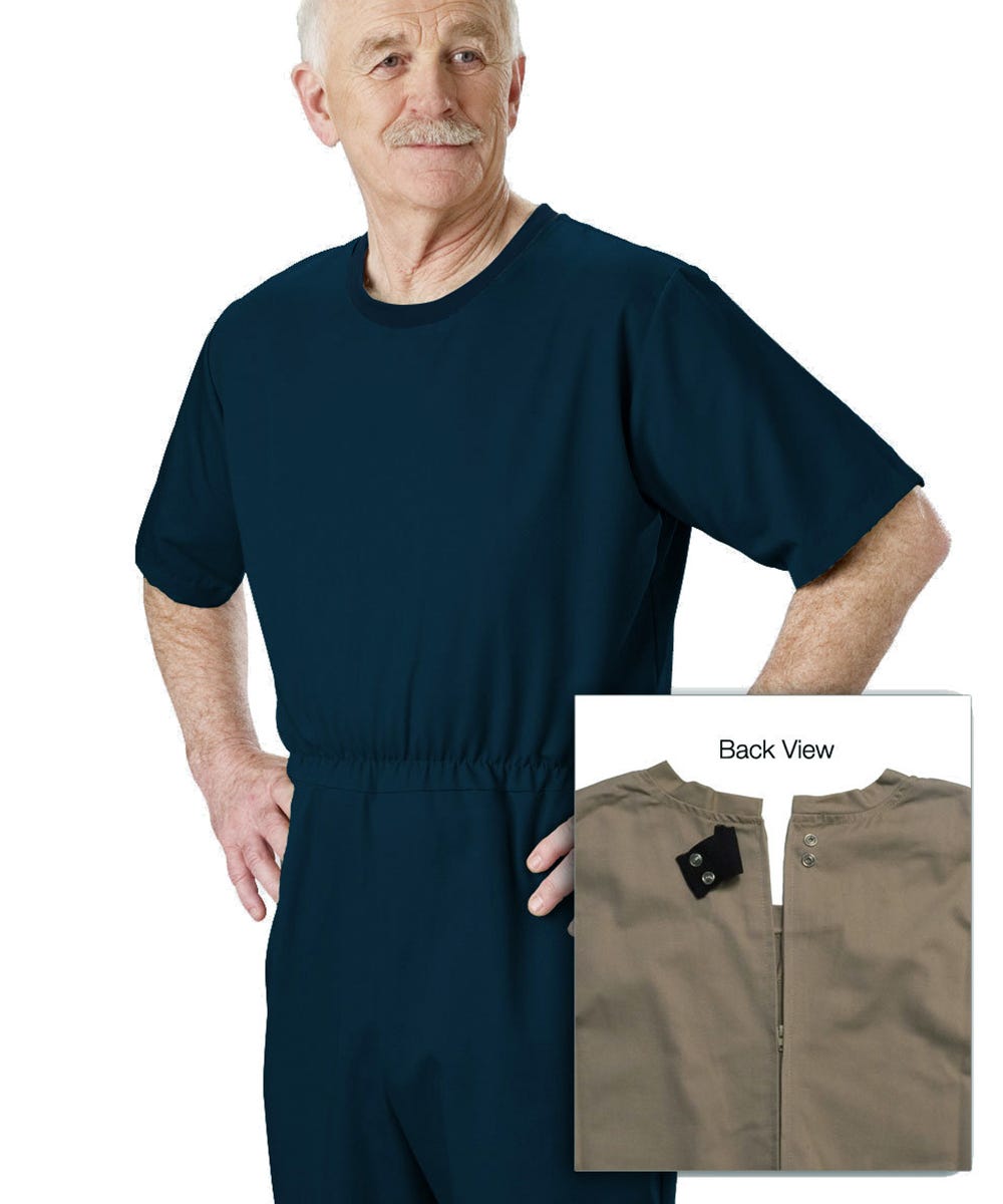 Men's Stay Dressed Jumpsuit for Dementia Needs Full Back Zip Outfit - Clearance