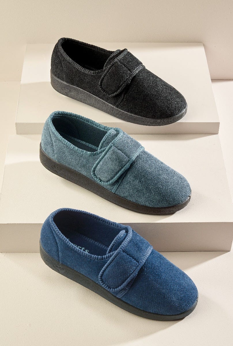 Men's Soft Wide Adjustable Slippers