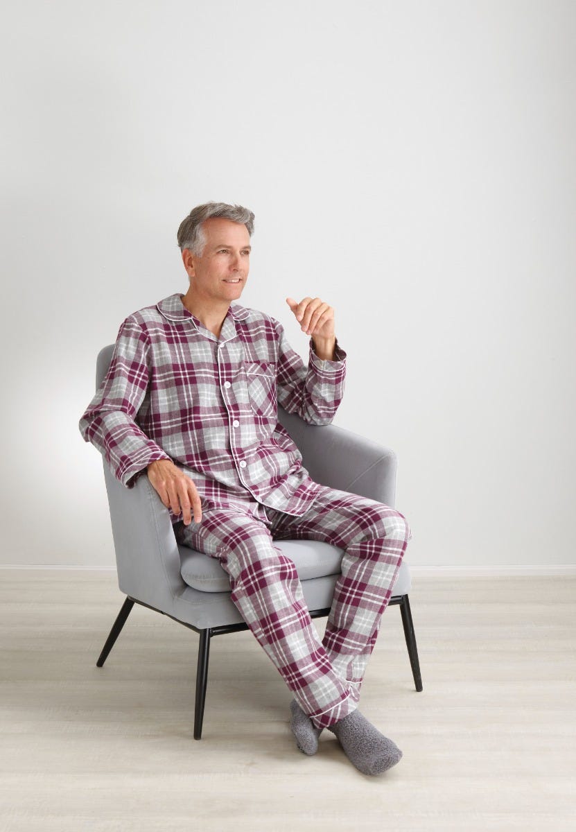 Men's Open Back Top & Pull-On Pant Flannel Pajama Set