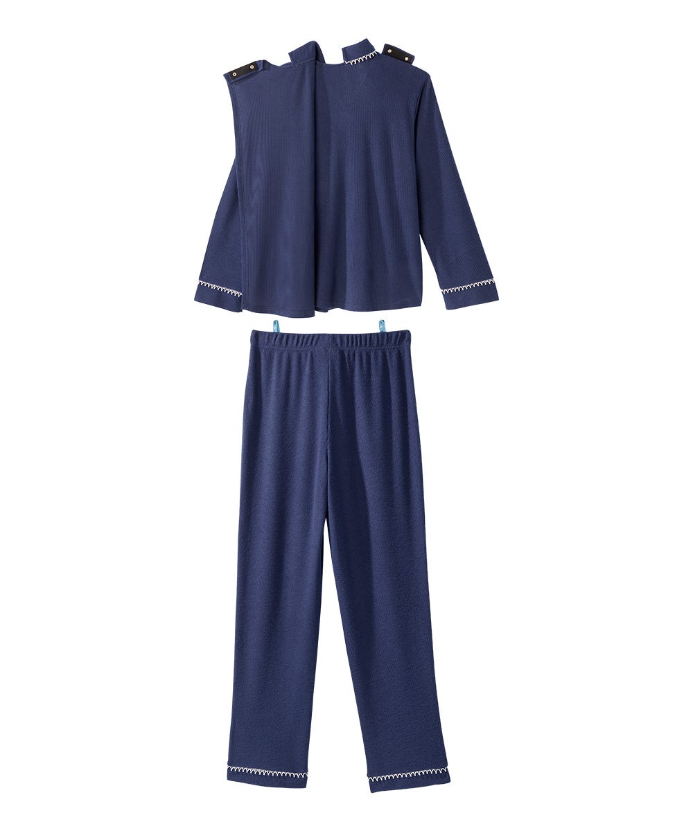 Women's Open Back Top & Pull-On Pant Waffle Knit Pajama Set