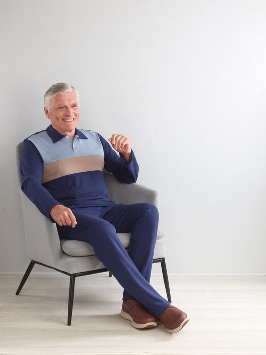 Men's Open Back Long Sleeve Polo & Open Back Pant Set - Clearance