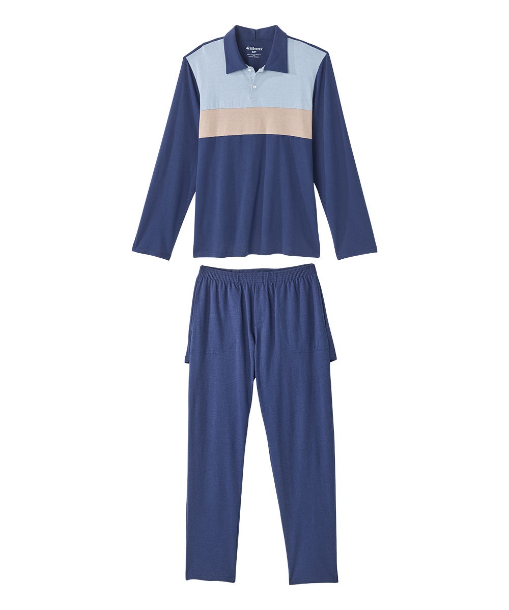 Men's Open Back Long Sleeve Polo & Open Back Pant Set - Clearance