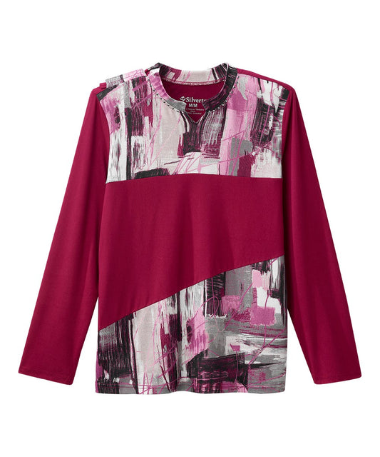 Women's Open Back Patchwork Top