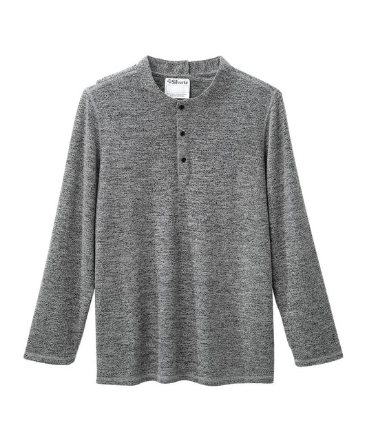 Men's Open Back Long Sleeve Henley Shirt